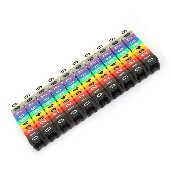 Digitale Nummerrør Trådnummer Etiket Rør Kabelmarkering Farverige (100 stk 4mm²)