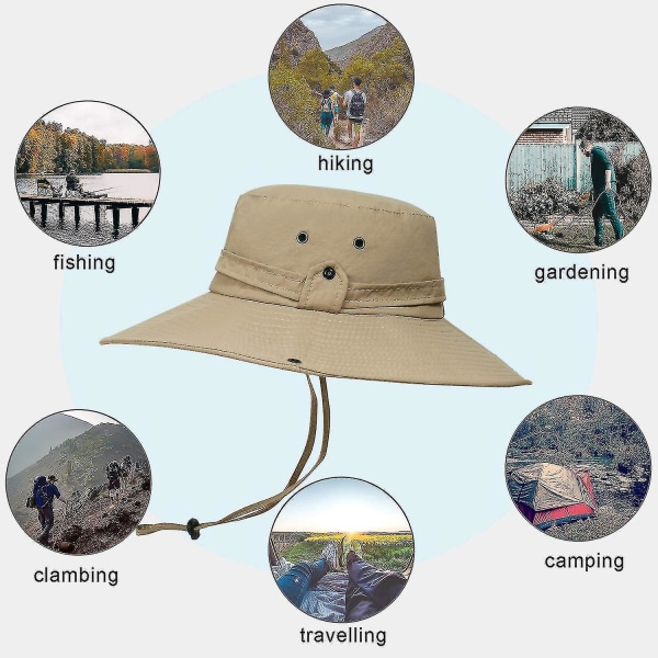 Sun Fishing Hat til mænd/kvinder Super Wide Rim Upf50+ Bucket Boonie Cap åndbar solhat
