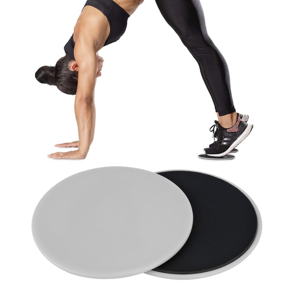 2st Träningsglidande Glidskiva Fitness Core Slider Sport Helkroppsträning (grå)