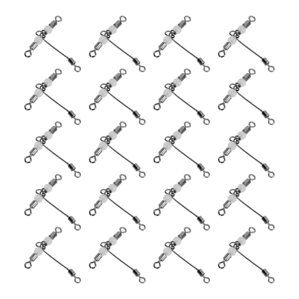 20 stk T-formet Lysende Fiske-Swivel 3-vejs Connector Krydslinje Rullende Swivel med Perler 8x10 #