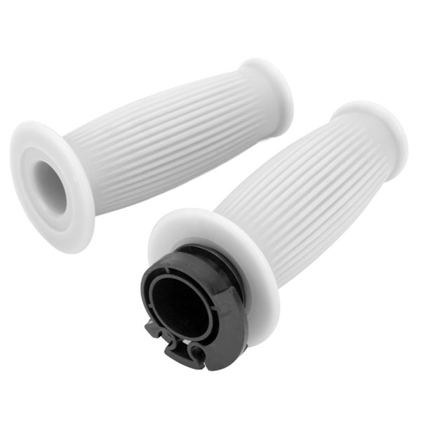 1 Par Gasreglagegrepp 22mm Kaliber Accelerator Styre Vridgrepp för GY6 50cc 80cc 125c 150cc Scooter Vit