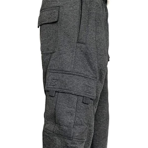 Cargo Style Lösa Passform Herr Sweatpants med Fickor - Mörkgrå