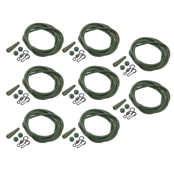 8PCS ABS+Copper Alloy Portable Silicone Hair Rigs Swivel Carp Fishing Accessories(Green )