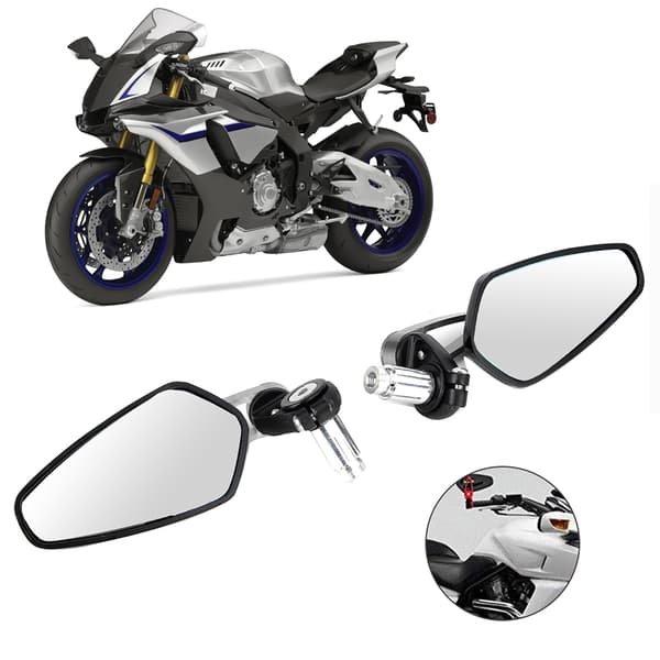 Motorcykel CNC aluminium bakre sidospegelreflektor - Set om 2, Silver