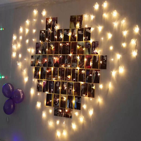 2,5 m 20 LED-slingor Ljus Kärlek Hjärtform Julfest Lampdekoration (Gyllene)