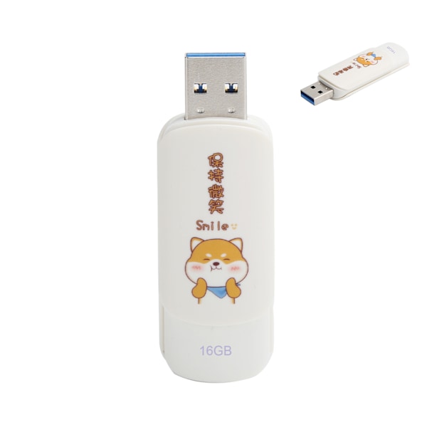 U Disk Portabel USB2.0 Flash Drive för Student Söt Datalagring Minne Stick Gåva (Skjutbart SkyddKeep Smiling 16GB)
