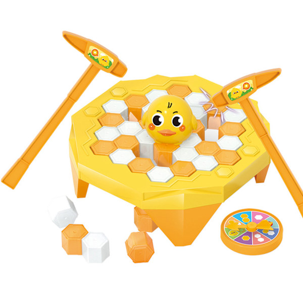Baby Trap Break Ice Game Interaktiv djurfigur Ice Block Knock Breaking Game för småbarn för barn Gul