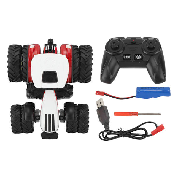 1/24 2,4G Fjärrkontroll Traktorleksak Barn RC-traktor 4-kanals 8-hjul Småbarn Lantbruksfordon Leksaker för över 3 år Pojkar Flickor Röd