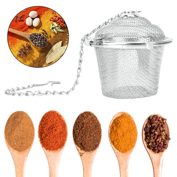 Tesil i rostfritt stål Mesh Ball Örtkryddfilter Soppa Infuser med kedja(L)