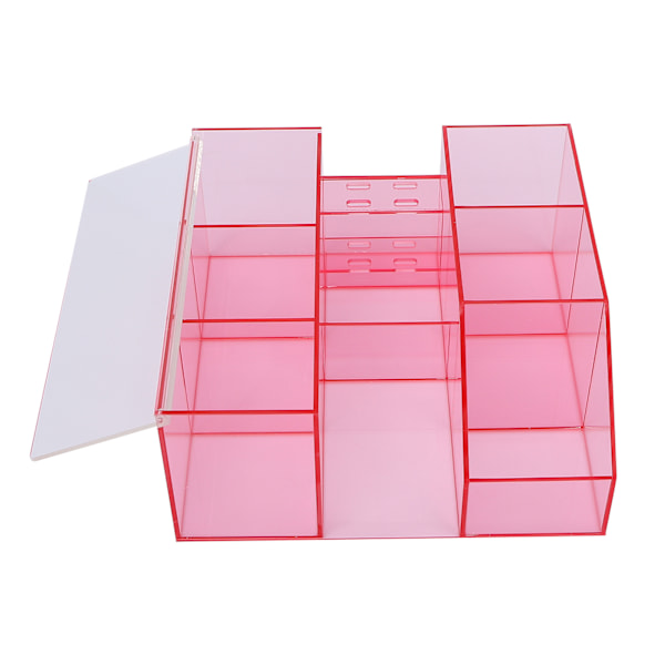 Stor kapasitet Vippeløsning Nail Art Tattoo Verktøy Oppbevaringsboks Etui Organizer (Rosa Transparent)