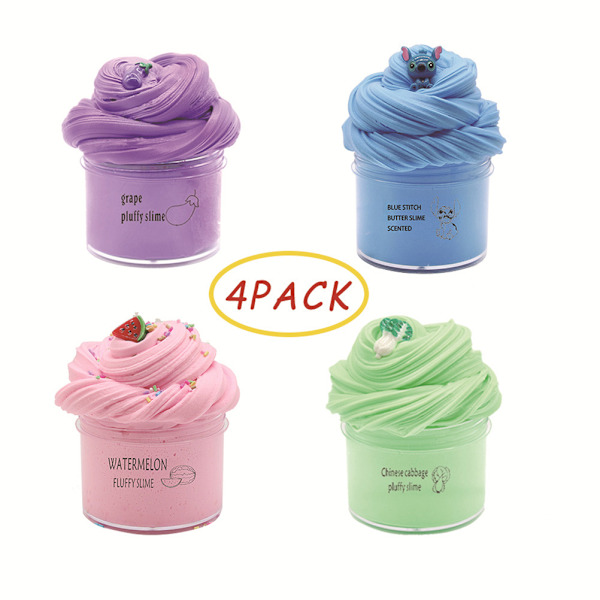 4-pack Butter Cotton Clay Kit för barn Leksak Bomull Lera Stressreducering Moln Cotton Clay DIY Cotton Clay Leksak Present
