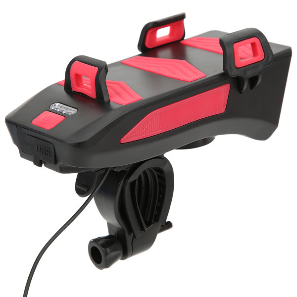 Multifunktionel 4 i 1 cykel lygte Telefonholder Cykelhorn Powerbank Cykel Forlygte