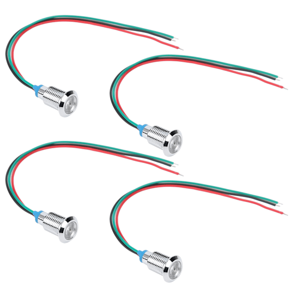 4 set förtrådbundna runda lysdioder Mini Common Anode 2 Färgindikatorlampor 10 mm 110220V (röd och grön)