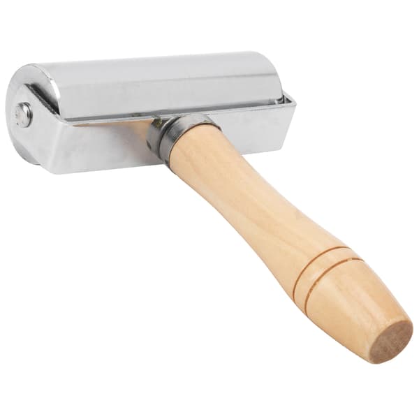Leather Press Edge Roller DIY Leather Craft Wooden Handle Edge Rolling Tool SilverL 100mm / 3.94in