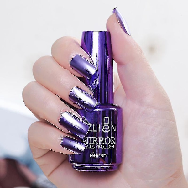 Metallisk spegeleffekt lila roséguld silver krom nagellack - nagelkonst manikyr lack dekoration