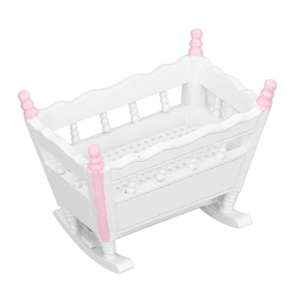 Dukkehustømmer Baby Shaker Toy 1/12 Skala Bjørk Materiale Rosa Hvit Levende Søt Miniatyr Møbel for Bursdagsgave