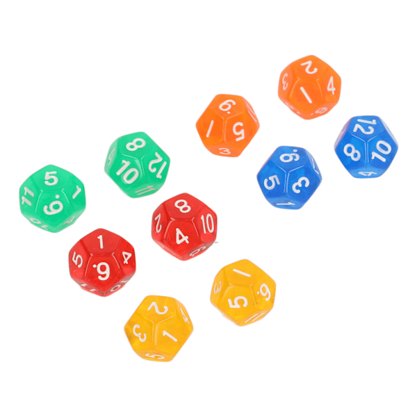 40 kpl 12-sivuista läpinäkyvää noppaa Vedenkestäviä 5 väriä läpinäkyviä noppaa lautapeleihin ja matematiikan opetukseen