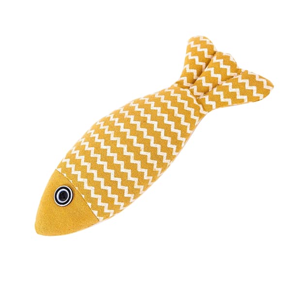 Fish Shape Cat Toy Simulation Boredom Relief Interactive Pet Catnip Fish Chew Toy for Kitten Yellow