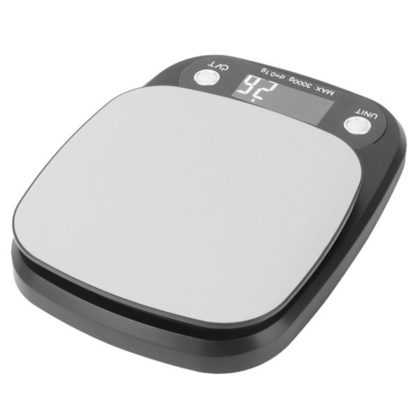 3 kg/0,1 g musta ruostumattomasta teräksestä valmistettu keittiövaaka Elektroninen kannettava vaaka ruoanlaittoon ja leivontaan