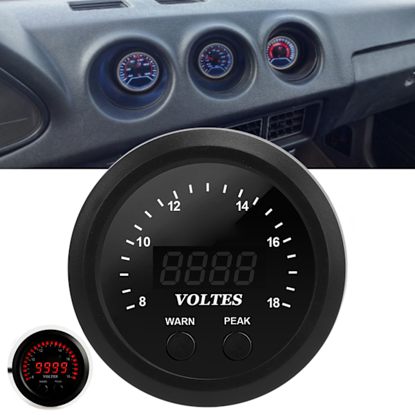Voltmeter Måler Smart Interface Stabil Ydeevne Vibrationsreduktion Universal Voltmeter til Bilmodifikation 12V