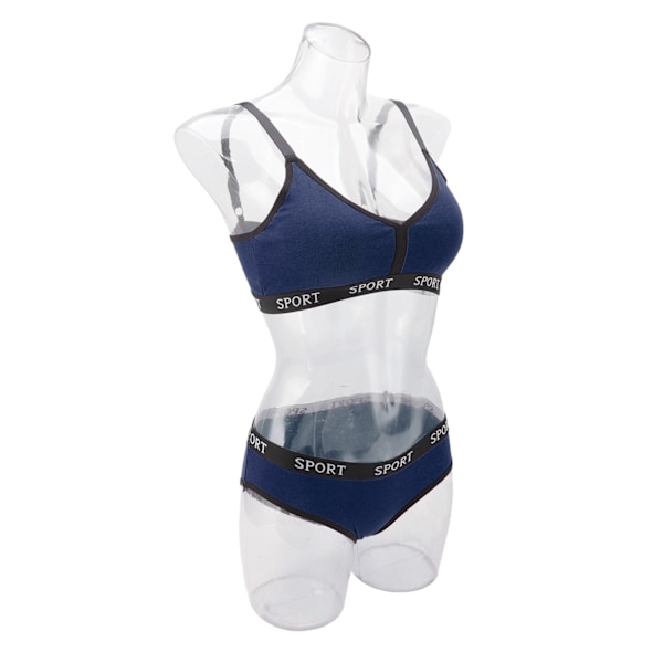 Dam Sport BH Underkläder Set Mjuk Andas Justerbar Kammad BH Trosor i bomull för Yoga Träning Royalblue