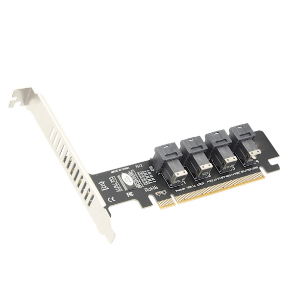PCIE U.2 -sovitin kortti PCIE X16 4 porttiin U.2 NVME SFF8643 SFF8639 PCIE Split laajennuskortti LED-indikaattorilla