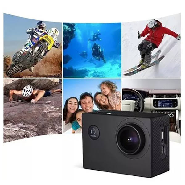 K1080HD 12MP Undervanns vanntett videokamera Utendørs sykling dykking Sport Actionkamera Svart