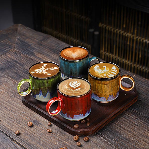 2st keramisk kaffemugg Special Active Glaze Stor kaffemugg för kontor 150ml Kapacitet Grön