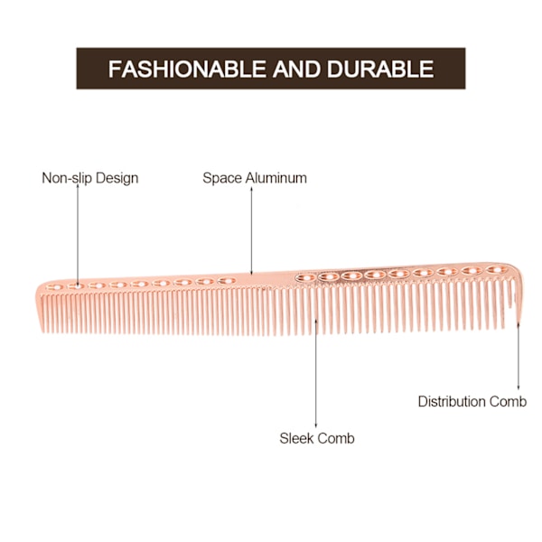 Professionellt hår kamutrymme Aluminium rostfritt stål Antistatisk kam Skönhetsverktyg brons