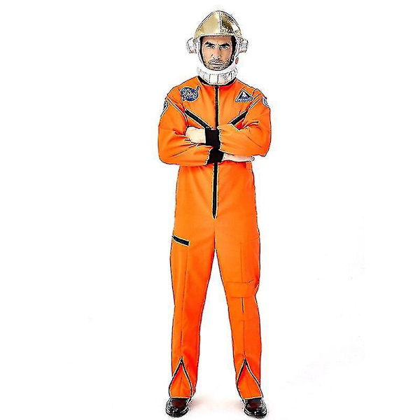 Voksen Astronaut Rumdragt Kostume | Mænds Rollespil Cosplay Rummand Flyve Jumpsuit Uniform - Orange