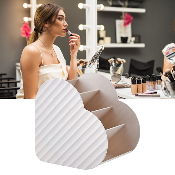 Hjerteformet Makeup Organizer 4 Slots Love Shape Makeup Penselholder Organizer til Vanity Badeværelse Kontor Hvid