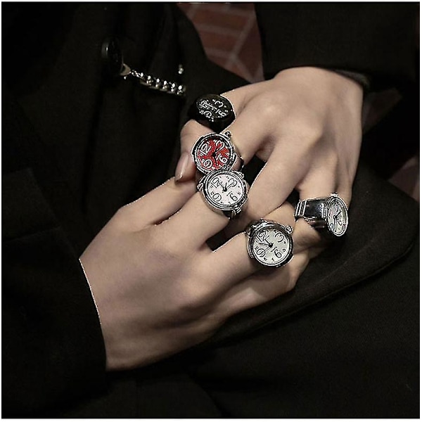 Vintage Unisex Punk Kvarts Klocka Ring i Röd