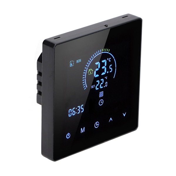 16A digital termostat med LCD-skærm Programmerbar termostat Elektrisk varmetermostat til hjemmekontor Hotel AC 90V‑240V Sort WiFi