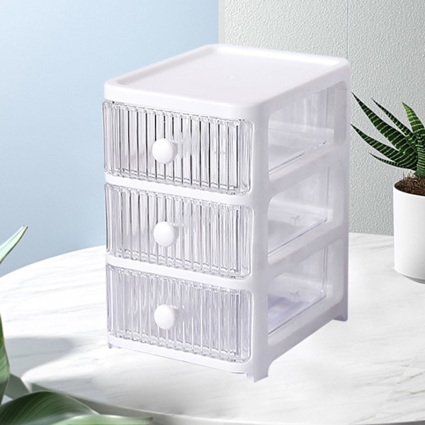 Desktop Storage Box with Drawers Multi-layer Transparent Multifunctional Stackable Desk Organizer for Home Bedroom Office 3 Layers