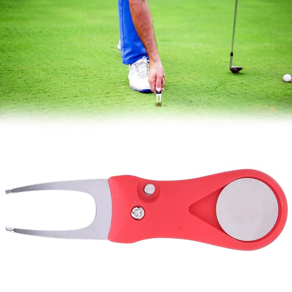 304 Stainless Steel ABS Plastic Handle Golf Spring Divot Repair Pitch Putting Fork Tool for Training Practice Red