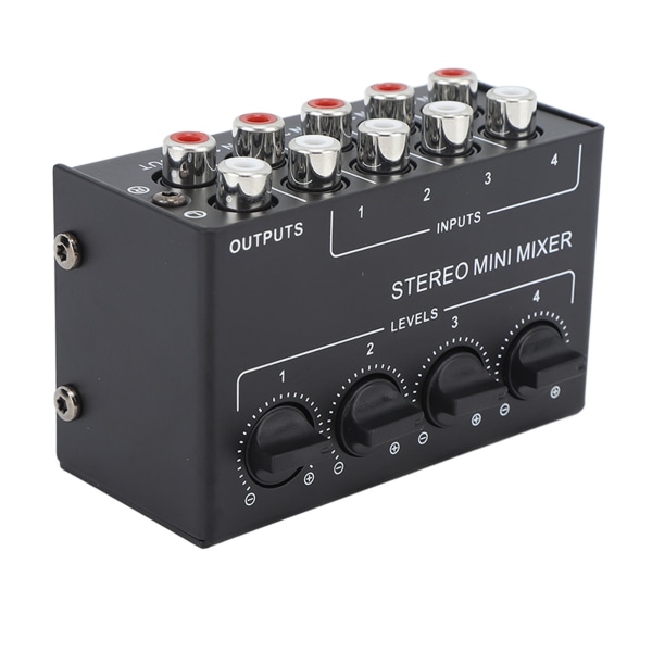 CX400 Mini Passiv Stereomixer Mini Bærbar Stereo 4-kanals Mixer for CD-spiller Båndopptaker Datamaskin Mobiltelefonnettbrett Datamaskin Svart