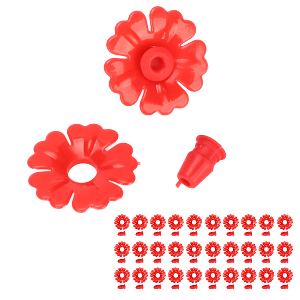 30 set kolibrimatare blommor hängande fågelmatningsportar Ersättningsdelar Trädgårdstillbehör Röd