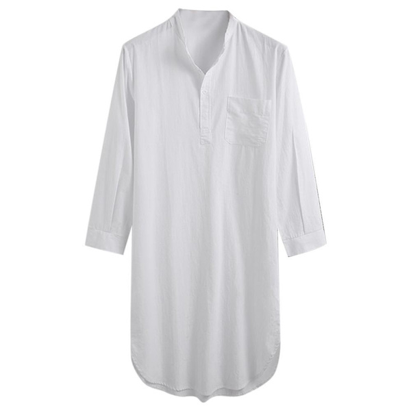 Mjuk bomull herr vit one-piece sovshirt nattkläder