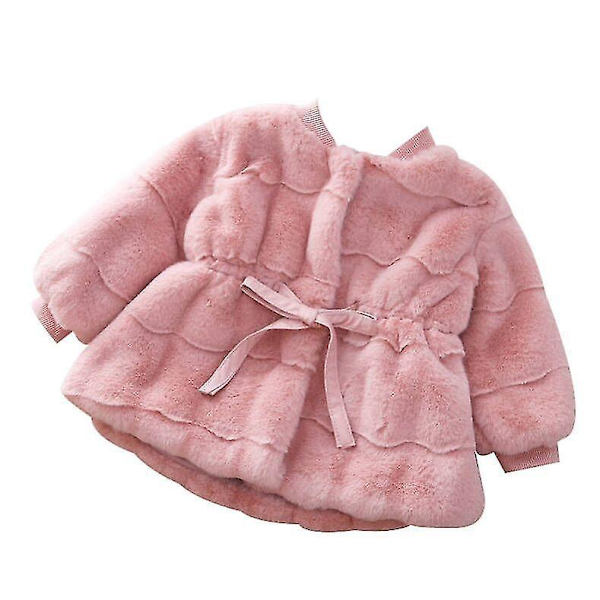 Pink Faux Fur Vinterjakke til Pigebørn