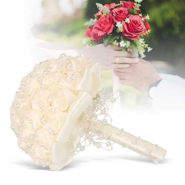 Delikat Brudebukett Krystall Kunstig Perle Holder Blomster Bryllupsdekor