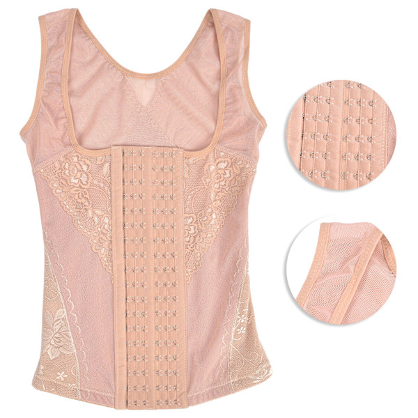 Kvinders Midje Træningskorset Vægttab Mavekontrol Vest Body Shaper Cincher Linned Hudfarve M