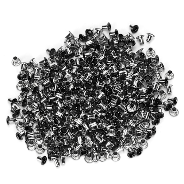 500 stk. messingøjer 2 mm indvendigt hul farverigt grommet-sæt til tøj sko taske DIY håndværk Blank sort