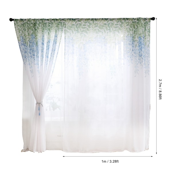 Vindusgardinkapper i polyester Voile soverom Stueinnredning (blå)