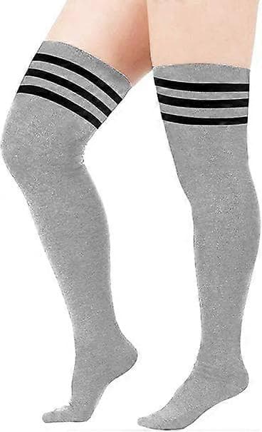 Kvinder Ekstra Lange Lårhøje Strømper Tynde Striber Rørstrømper Over Knæstrømper Casual Høje Støvlestrømper 1 Pc Extral Stripes3bk Gray