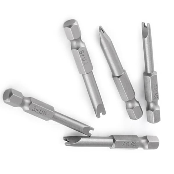 S2 Stål 1/4 Tum Hex Skaft U Form Magnetiska Skruvmejselbitar 5-pack 50mm Längd