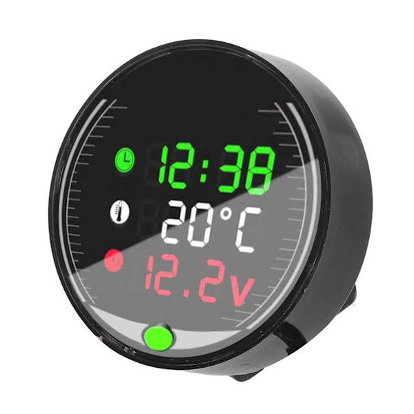 LED Motorcykel Modifierad Voltmeter Omgivningstemperaturmätare Kronograf 9‑24V Universal