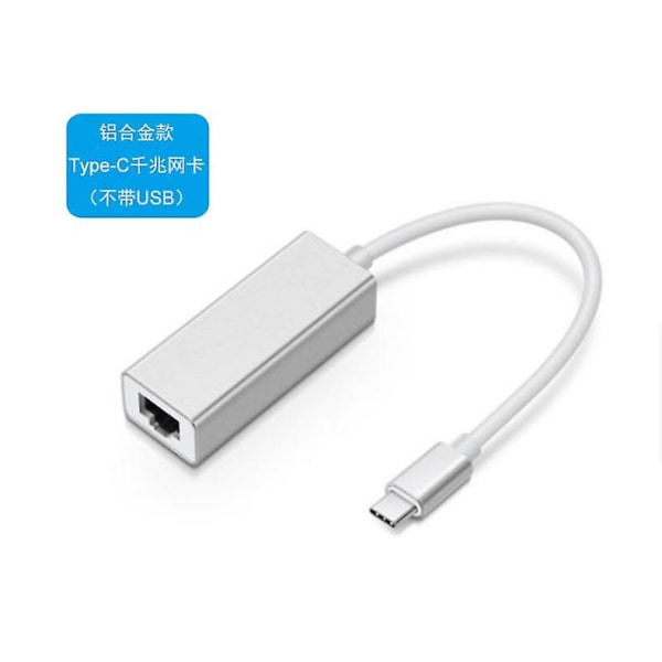 USB-nettverkskort til gigabit-nettverk Type-c kablet nettverksportkonverteringshode Silver Ordinary