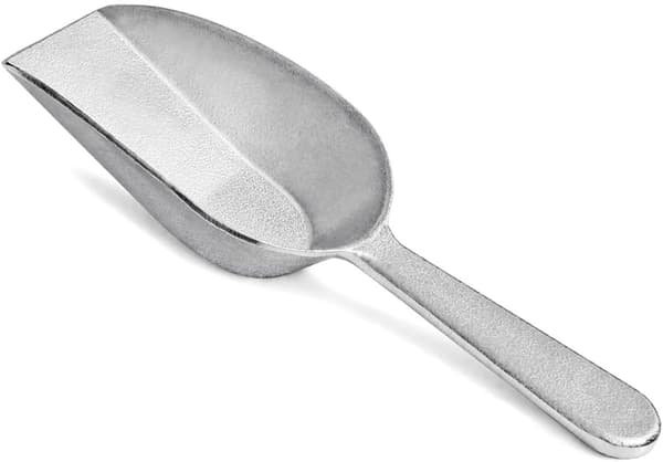 Isskuffe i støpt aluminium med flat bunn i ett stykke