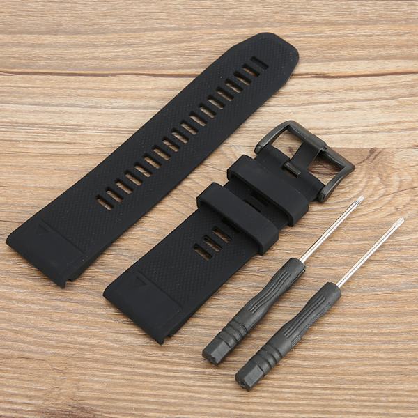 26 mm urrem Silikonpin Spænde Vandafvisende urrem Passer til Garmin fenix 5Xplus (sort)