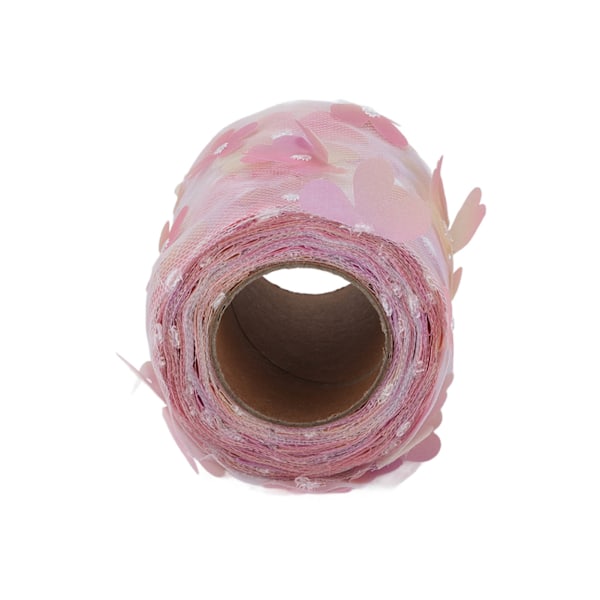 Tyl Rulle Farverig Gradient Blomst Sløjfe Knude Mesh Stof Rulle DIY Materiale Webbing Rød